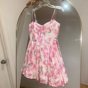 Bardot Pink Floral Corset Dress